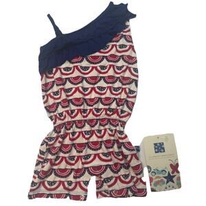 Kickee Pants Patriotic One Shoulder Romper Bamboo 12-18 Months NWT